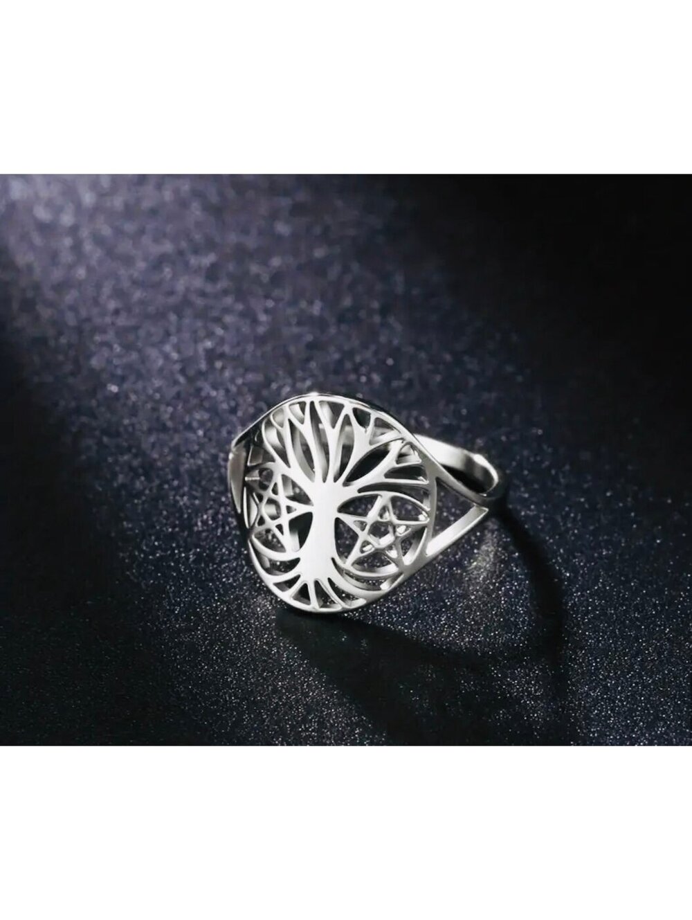 New - Stainless Steel Statement Tree Of Life Ring - Size 8